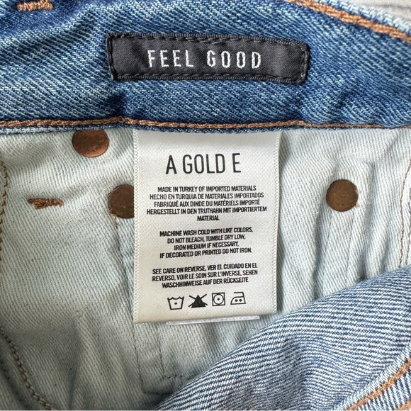 Agolde Women blue distressed Feel Good high waist buttoned jeans size 24 - Picture 9 of 10